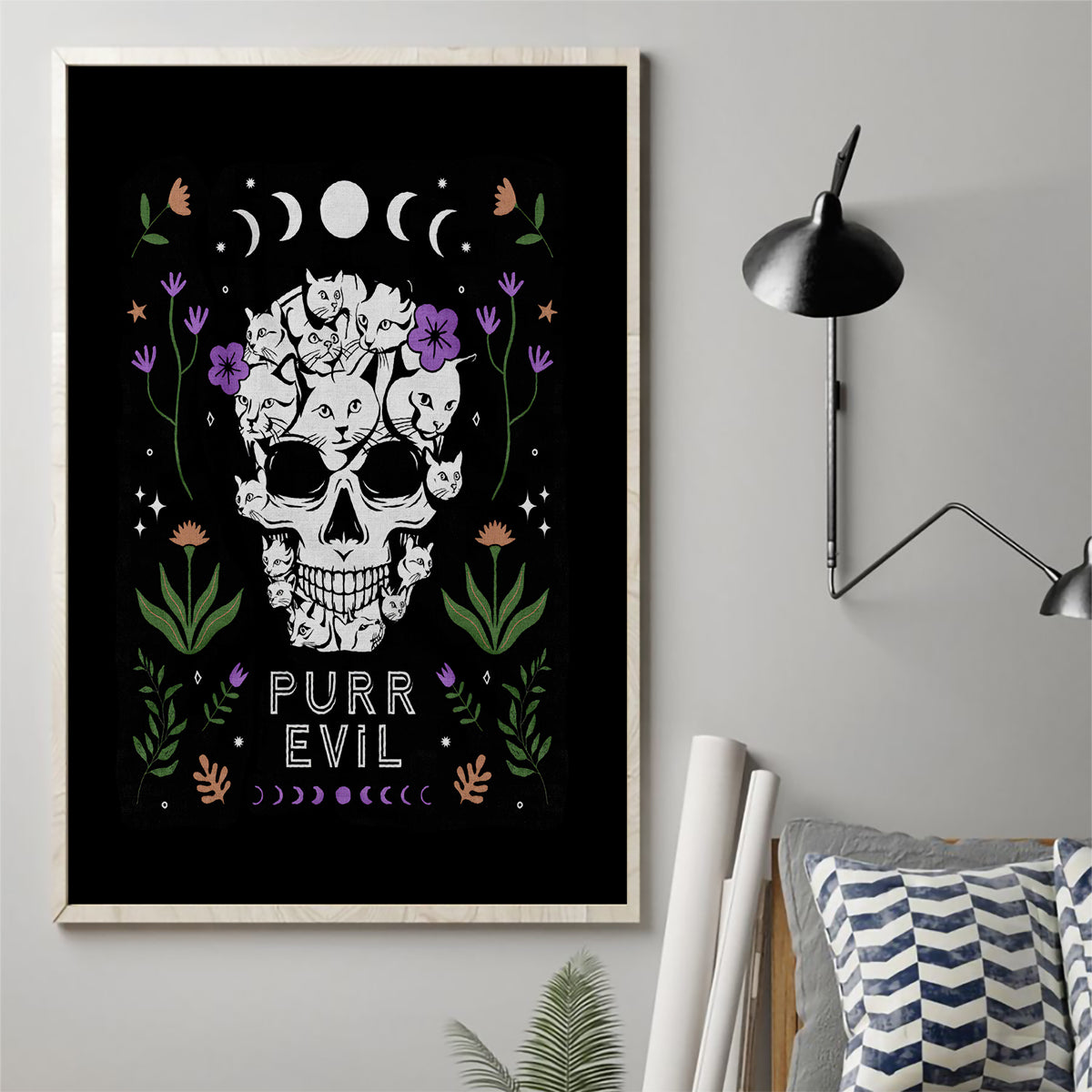 Cat Skull Canvas Wall Art Purr Evill - Wonder Print Shop