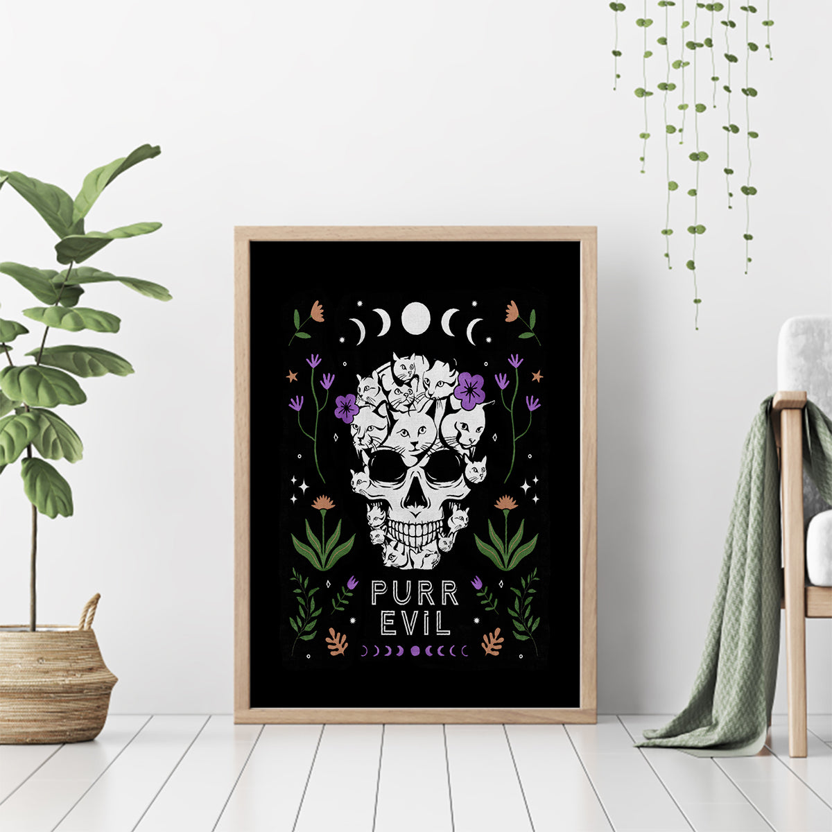 Cat Skull Canvas Wall Art Purr Evill - Wonder Print Shop