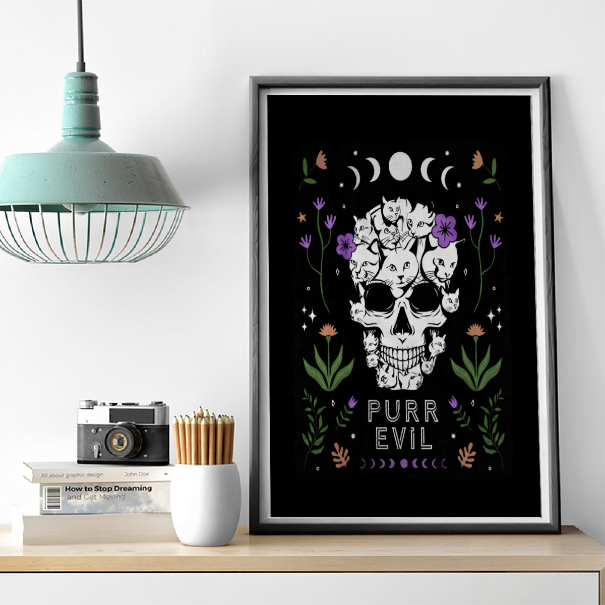 Cat Skull Canvas Wall Art Purr Evill - Wonder Print Shop