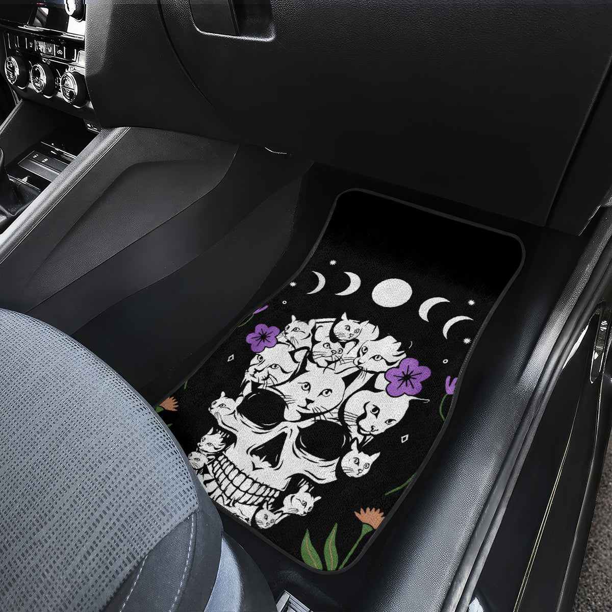 Cat Skull Car Mats Purr Evill - Wonder Print Shop