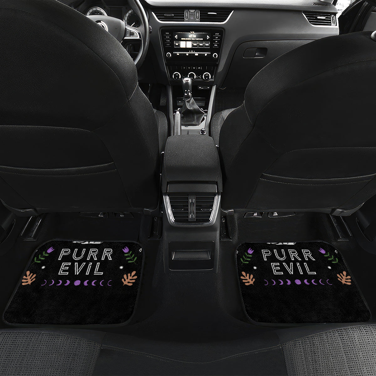 Cat Skull Car Mats Purr Evill - Wonder Print Shop