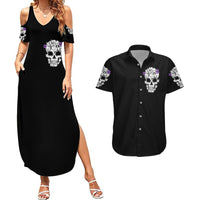 Cat Skull Couples Matching Summer Maxi Dress and Hawaiian Shirt Purr Evill - Wonder Print Shop