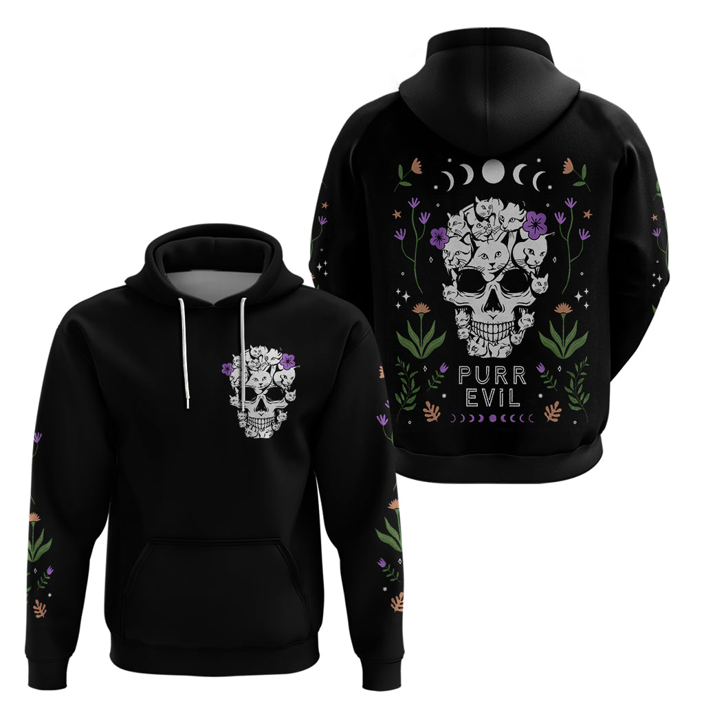 Cat Skull Hoodie Purr Evill - Wonder Print Shop