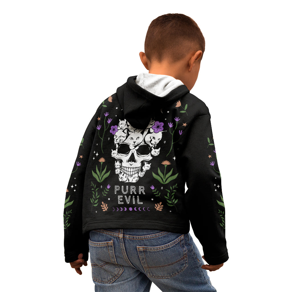 Cat Skull Kid Hoodie Purr Evill - Wonder Print Shop