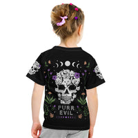 Cat Skull Kid T Shirt Purr Evill - Wonder Print Shop