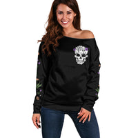 Cat Skull Off Shoulder Sweater Purr Evill - Wonder Print Shop
