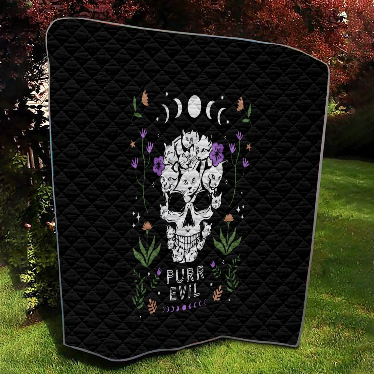 Cat Skull Quilt Purr Evill - Wonder Print Shop