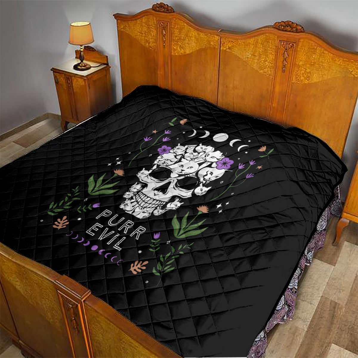 Cat Skull Quilt Purr Evill - Wonder Print Shop