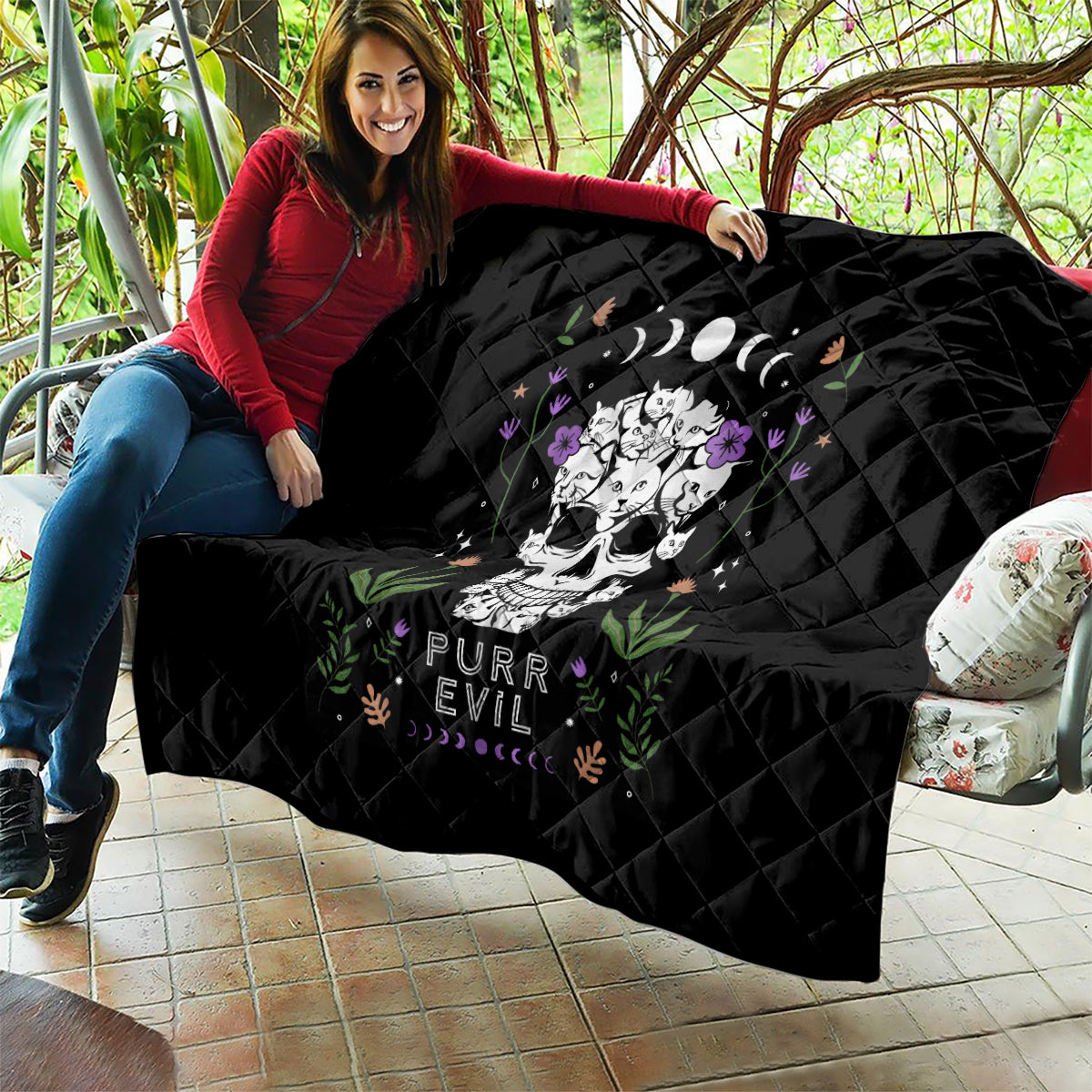 Cat Skull Quilt Purr Evill - Wonder Print Shop