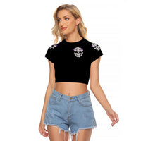 Cat Skull Raglan Cropped T Shirt Purr Evill - Wonder Print Shop