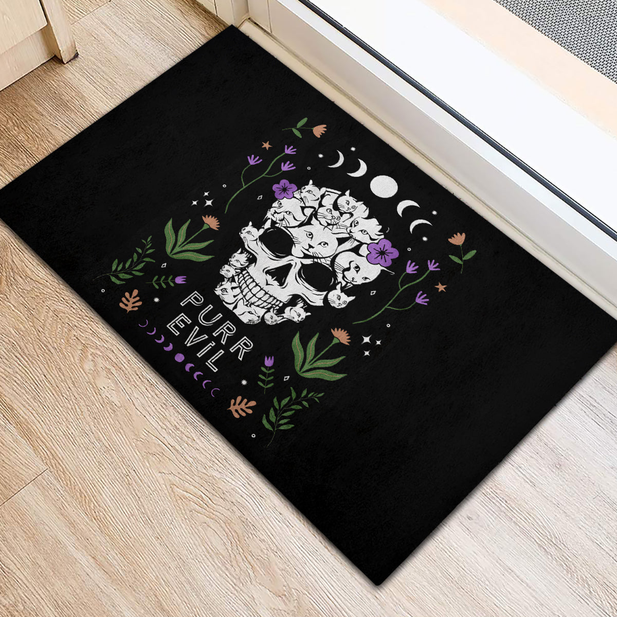 Cat Skull Rubber Doormat Purr Evill - Wonder Print Shop