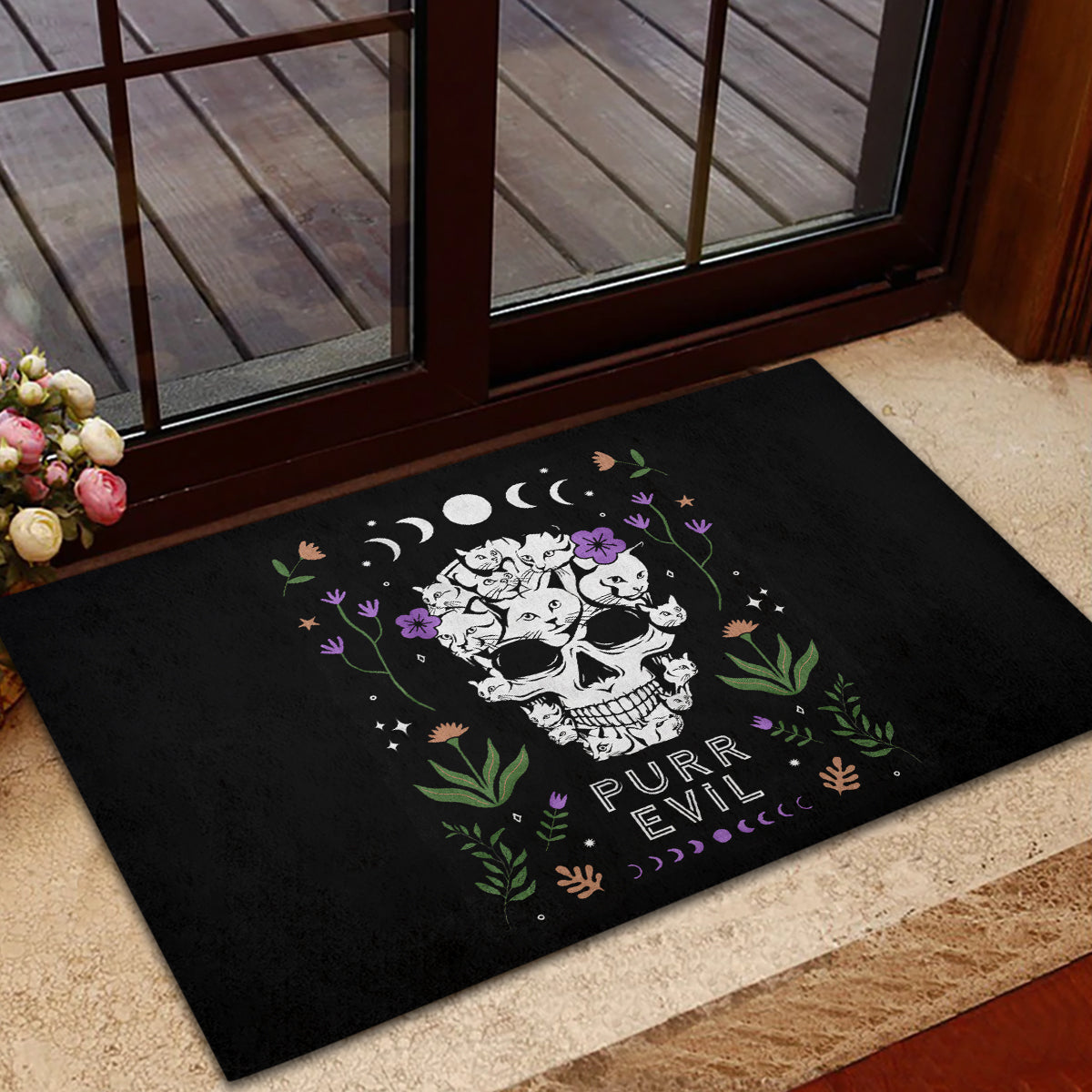 Cat Skull Rubber Doormat Purr Evill - Wonder Print Shop
