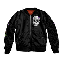 Cat Skull Sleeve Zip Bomber Jacket Purr Evill - Wonder Print Shop