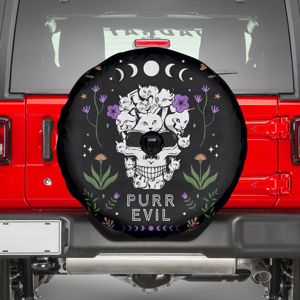 Cat Skull Spare Tire Cover Purr Evill - Wonder Print Shop