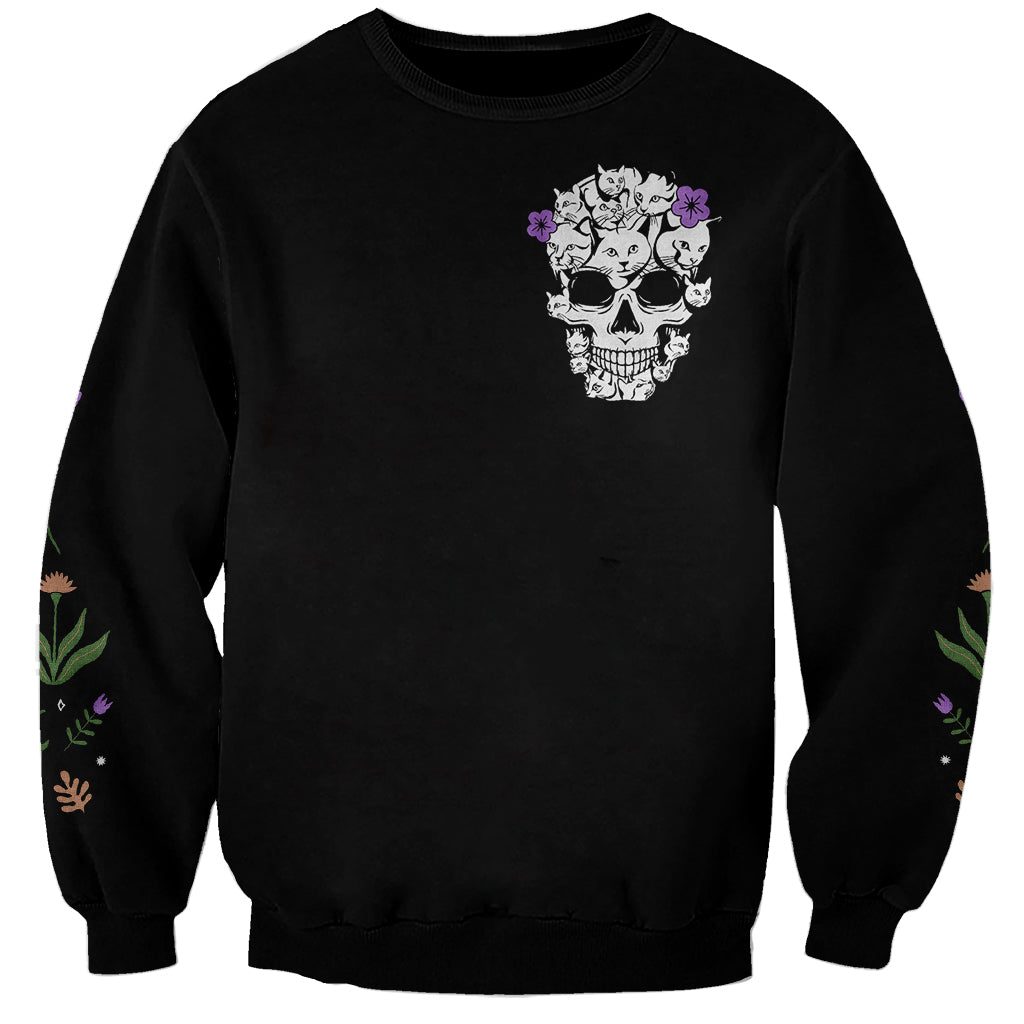 Cat Skull Sweatshirt Purr Evill - Wonder Print Shop