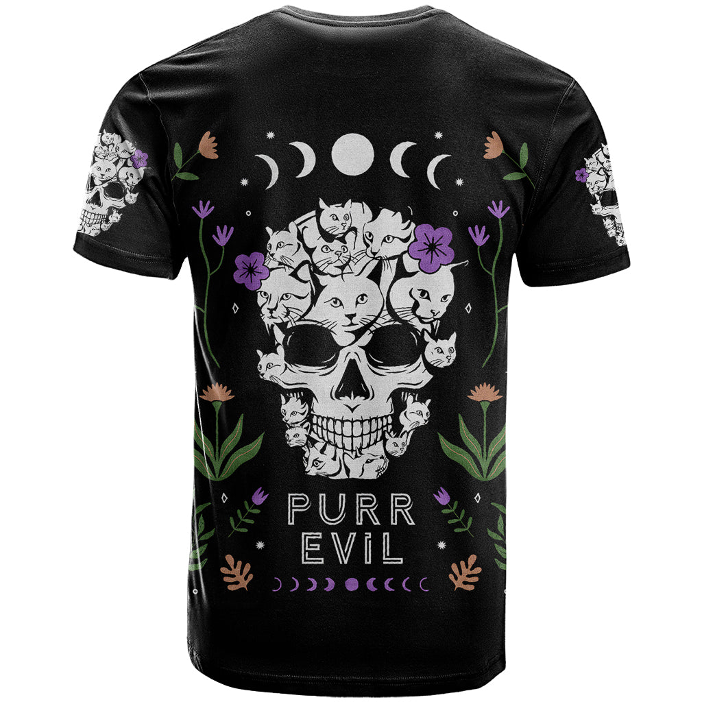 Cat Skull T Shirt Purr Evill - Wonder Print Shop