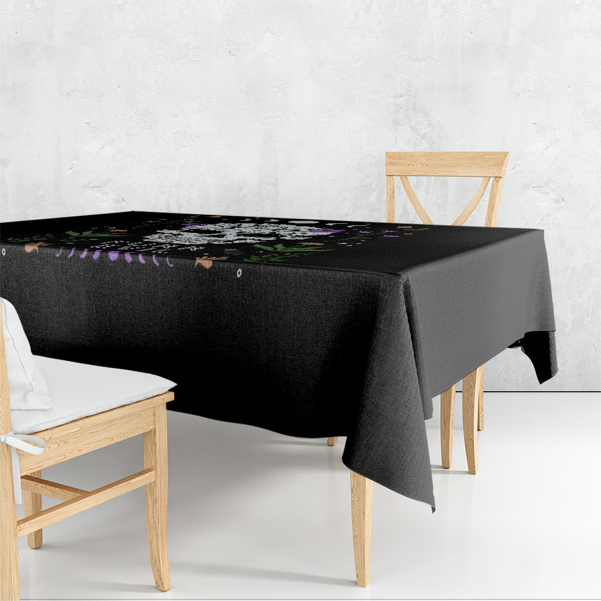 Cat Skull Tablecloth Purr Evill - Wonder Print Shop
