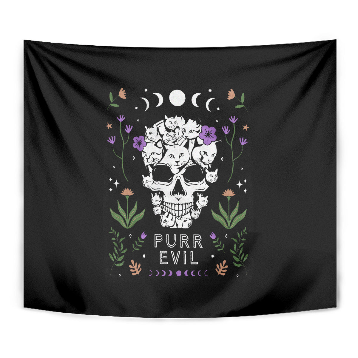 Cat Skull Tapestry Purr Evill - Wonder Print Shop
