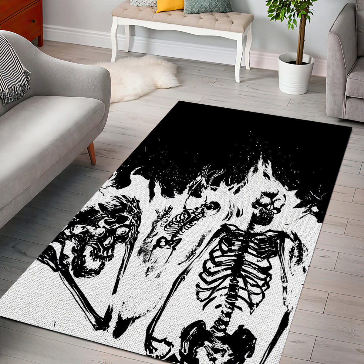 Fire Skull Area Rug Scream In Fire - Wonder Print Shop