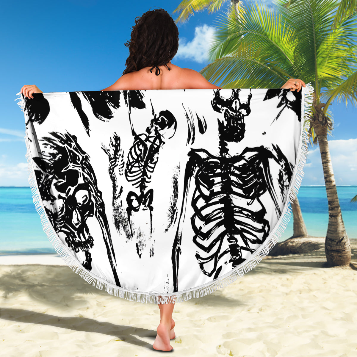 Fire Skull Beach Blanket Scream In Fire - Wonder Print Shop