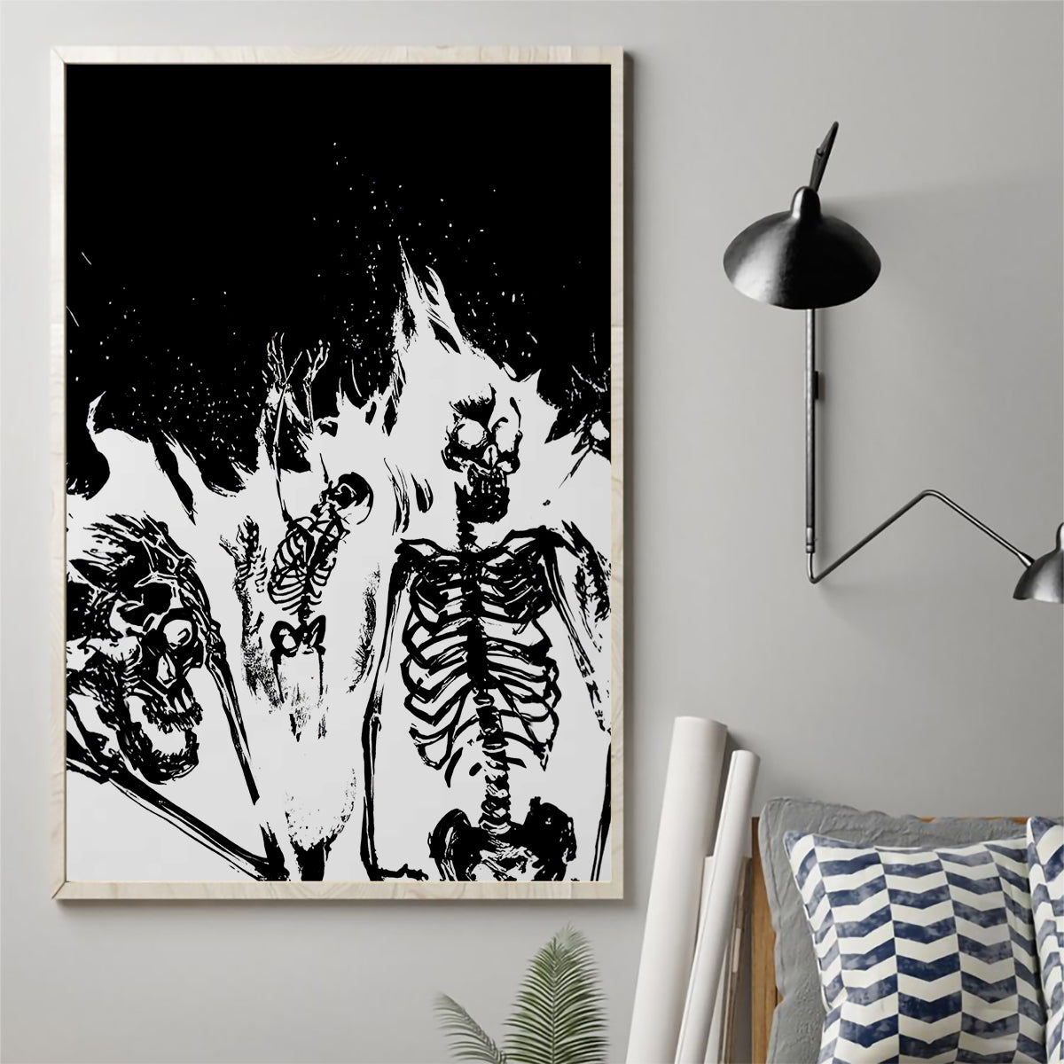 Fire Skull Canvas Wall Art Scream In Fire - Wonder Print Shop