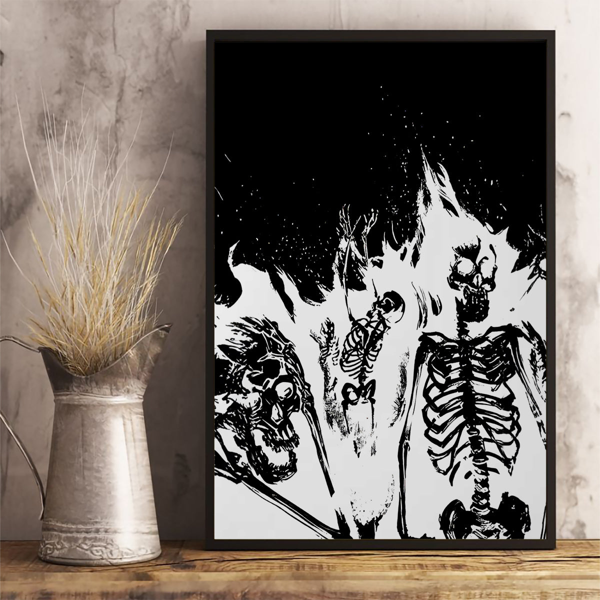 Fire Skull Canvas Wall Art Scream In Fire - Wonder Print Shop