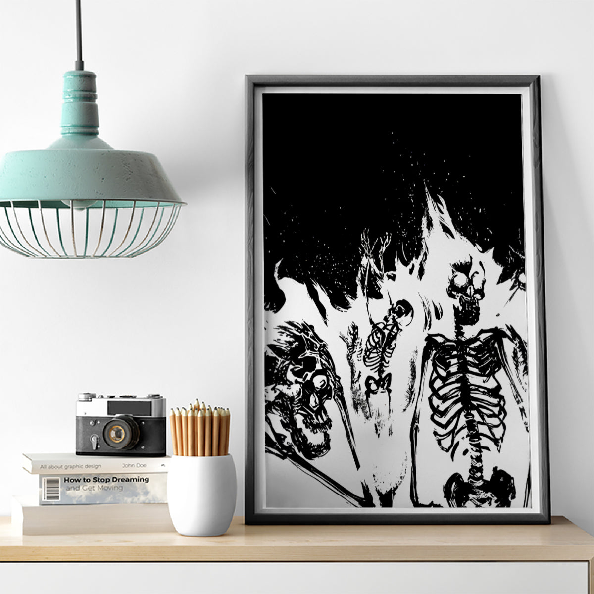 Fire Skull Canvas Wall Art Scream In Fire - Wonder Print Shop