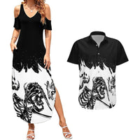 Fire Skull Couples Matching Summer Maxi Dress and Hawaiian Shirt Scream In Fire - Wonder Print Shop