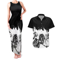 Fire Skull Couples Matching Tank Maxi Dress and Hawaiian Shirt Scream In Fire - Wonder Print Shop