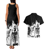 Fire Skull Couples Matching Tank Maxi Dress and Hawaiian Shirt Scream In Fire - Wonder Print Shop