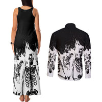 Fire Skull Couples Matching Tank Maxi Dress and Long Sleeve Button Shirts Scream In Fire - Wonder Print Shop