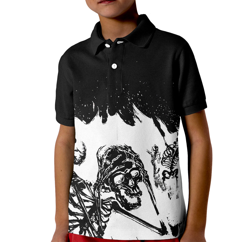 Fire Skull Kid Polo Shirt Scream In Fire - Wonder Print Shop