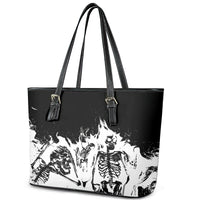 Fire Skull Leather Tote Bag Scream In Fire - Wonder Print Shop
