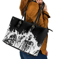 Fire Skull Leather Tote Bag Scream In Fire - Wonder Print Shop