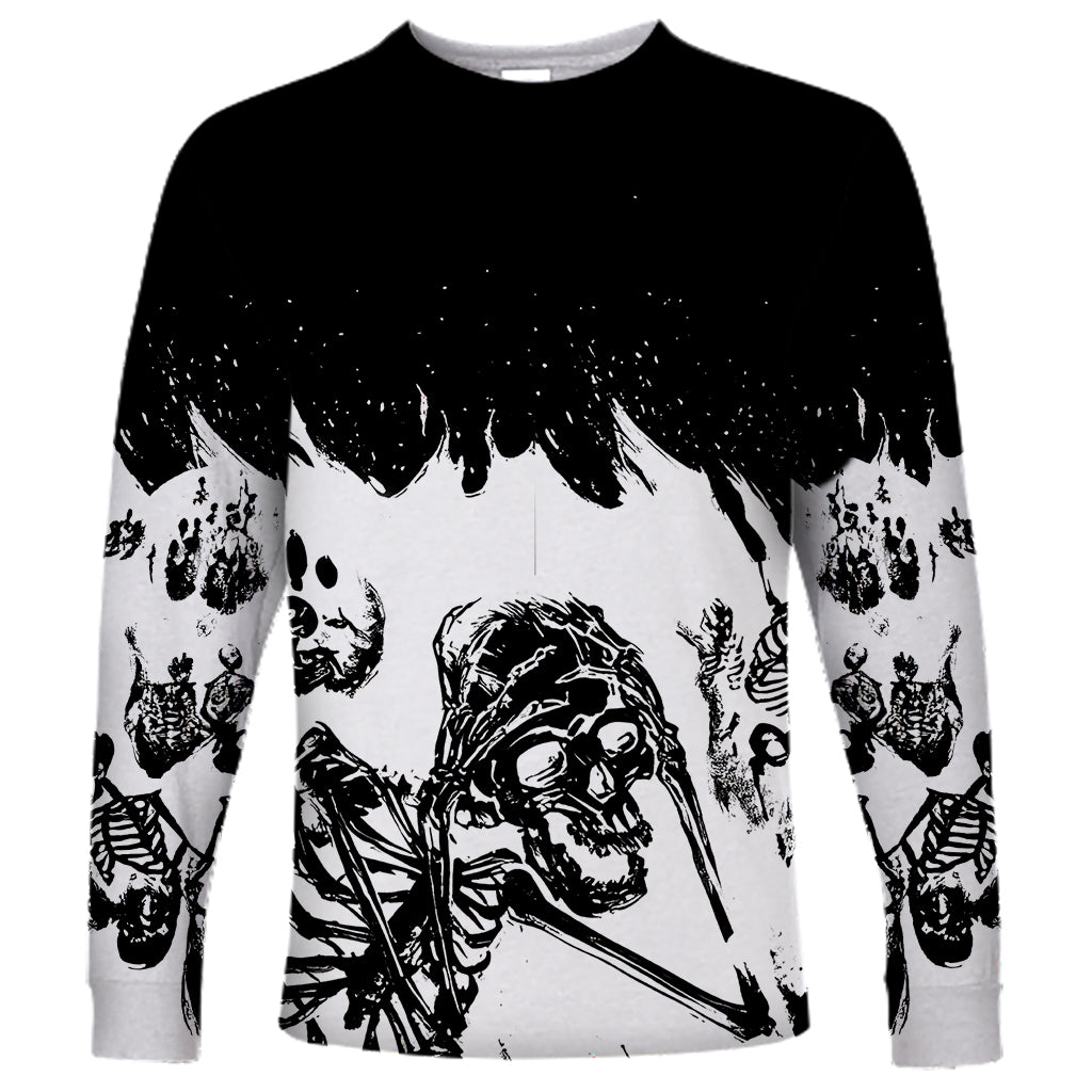 Fire Skull Long Sleeve Shirt Scream In Fire - Wonder Print Shop