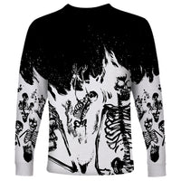 Fire Skull Long Sleeve Shirt Scream In Fire - Wonder Print Shop
