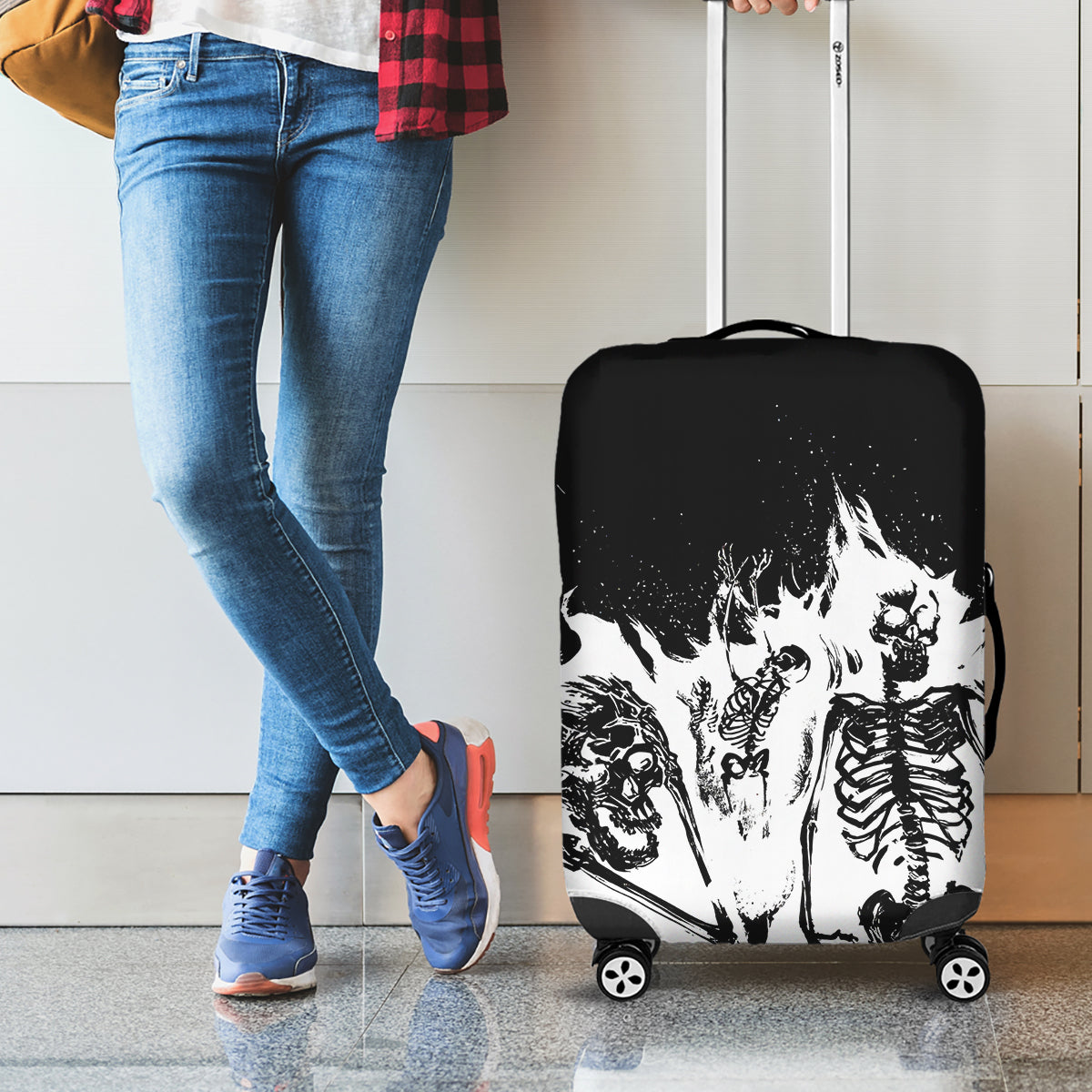 Fire Skull Luggage Cover Scream In Fire - Wonder Print Shop