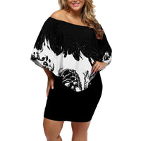 Fire Skull Off Shoulder Short Dress Scream In Fire - Wonder Print Shop