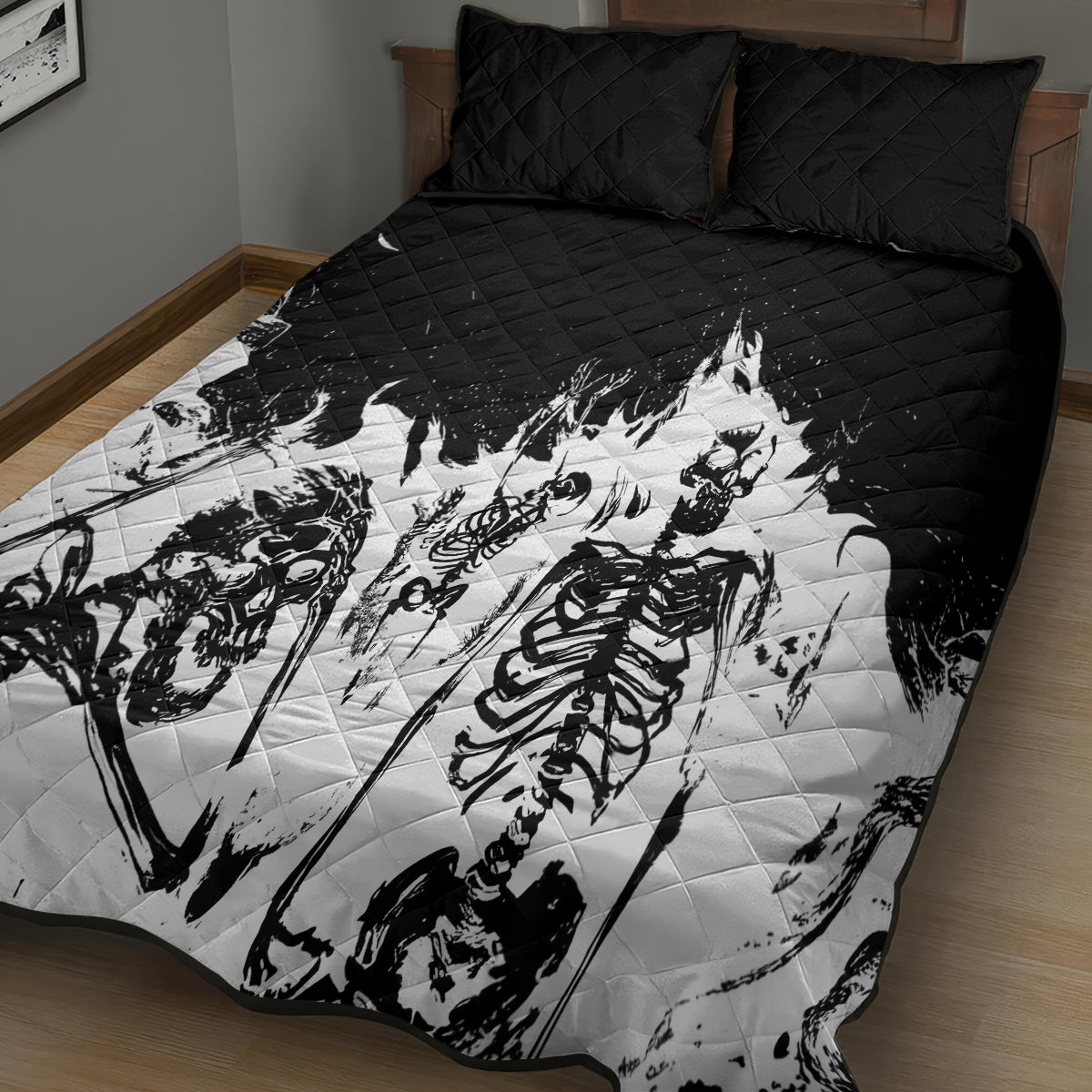 Fire Skull Quilt Bed Set Scream In Fire - Wonder Print Shop