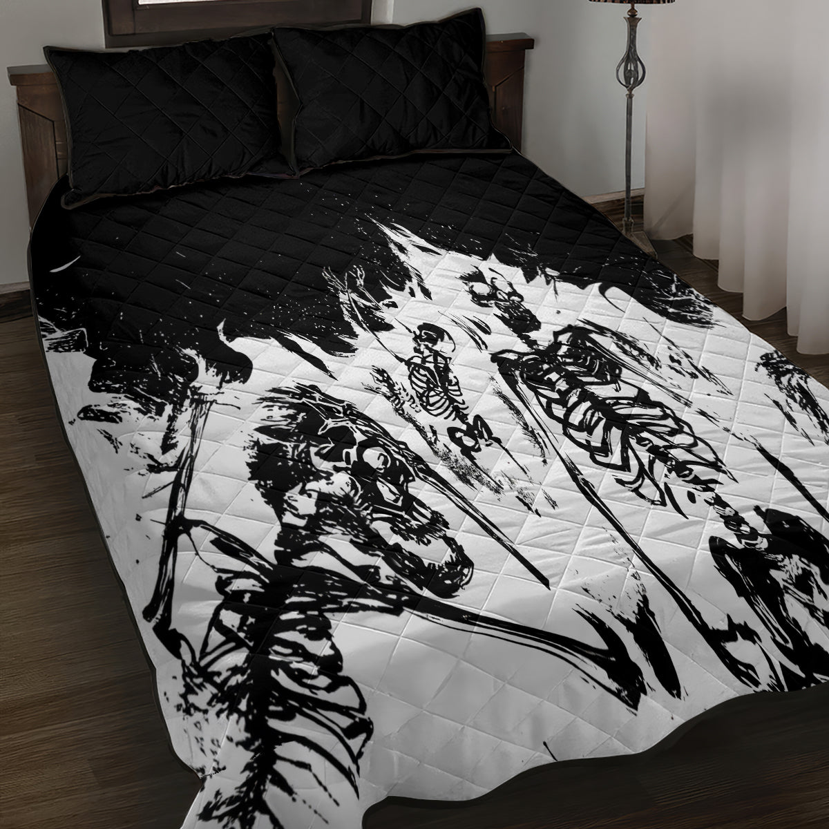 Fire Skull Quilt Bed Set Scream In Fire - Wonder Print Shop