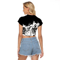 Fire Skull Raglan Cropped T Shirt Scream In Fire - Wonder Print Shop