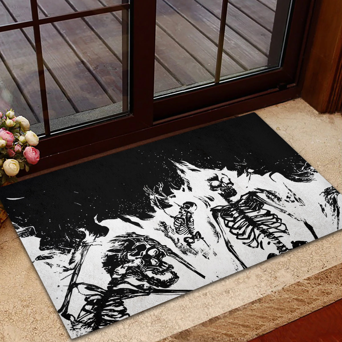 Fire Skull Rubber Doormat Scream In Fire - Wonder Print Shop