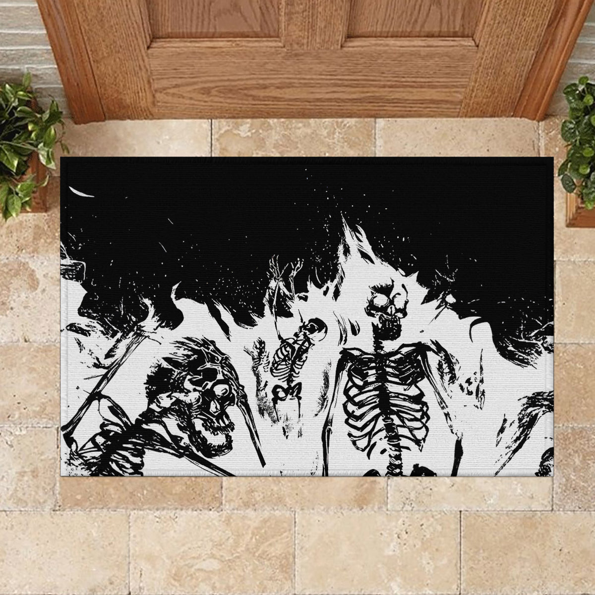 Fire Skull Rubber Doormat Scream In Fire - Wonder Print Shop
