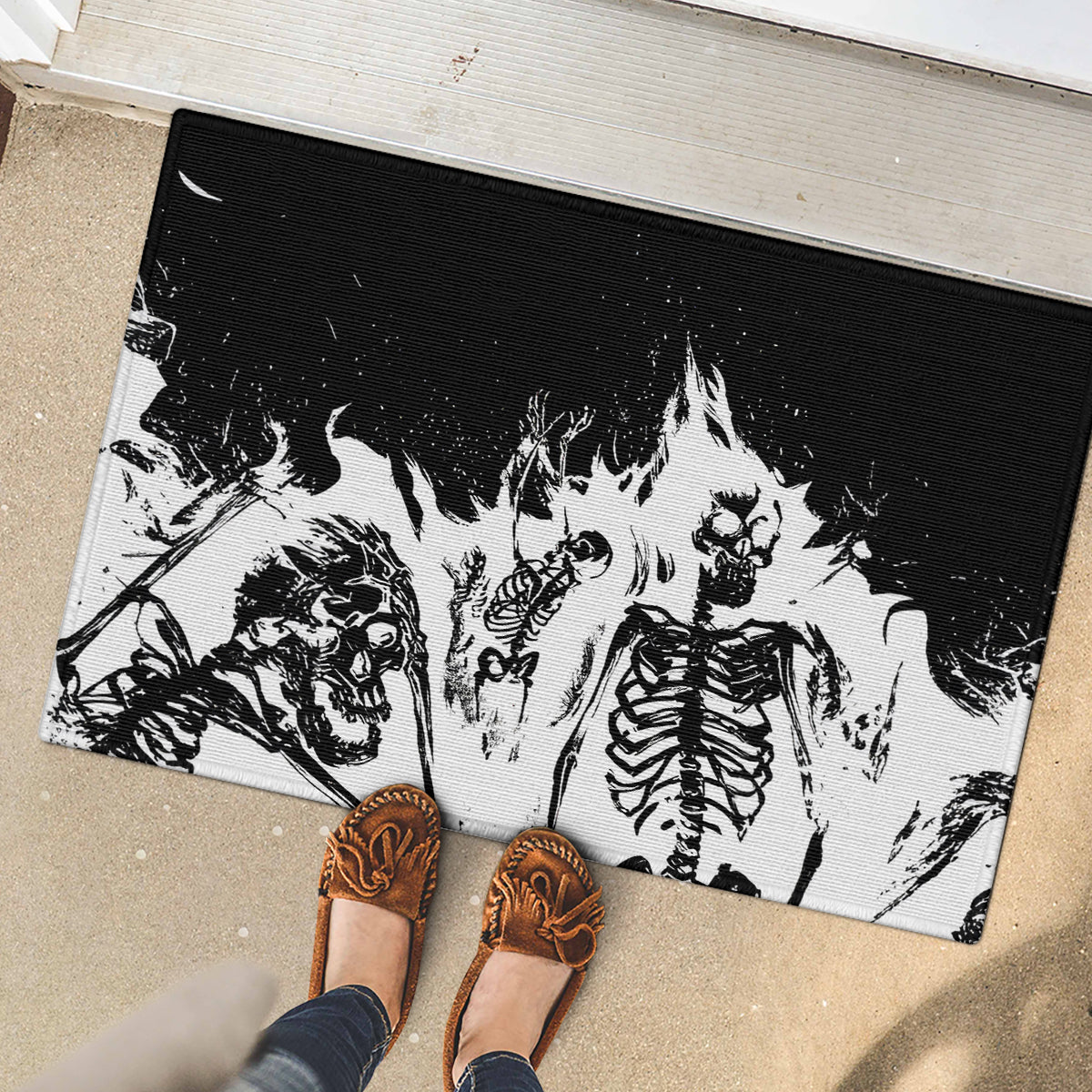 Fire Skull Rubber Doormat Scream In Fire - Wonder Print Shop