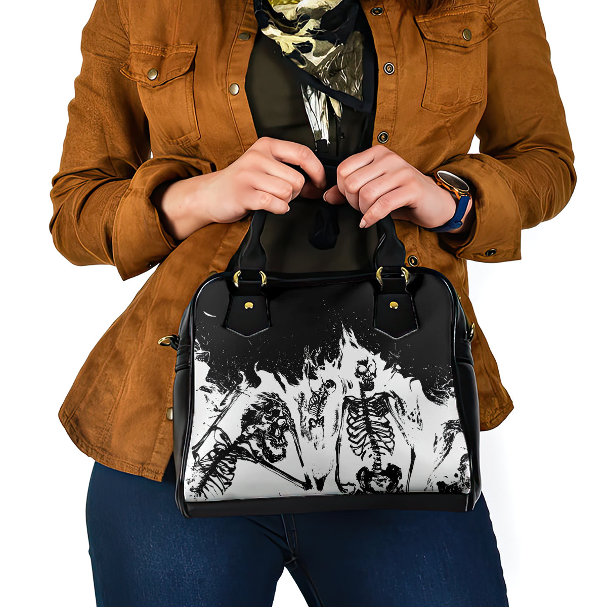 fire-skull-shoulder-handbag-scream-in-fire