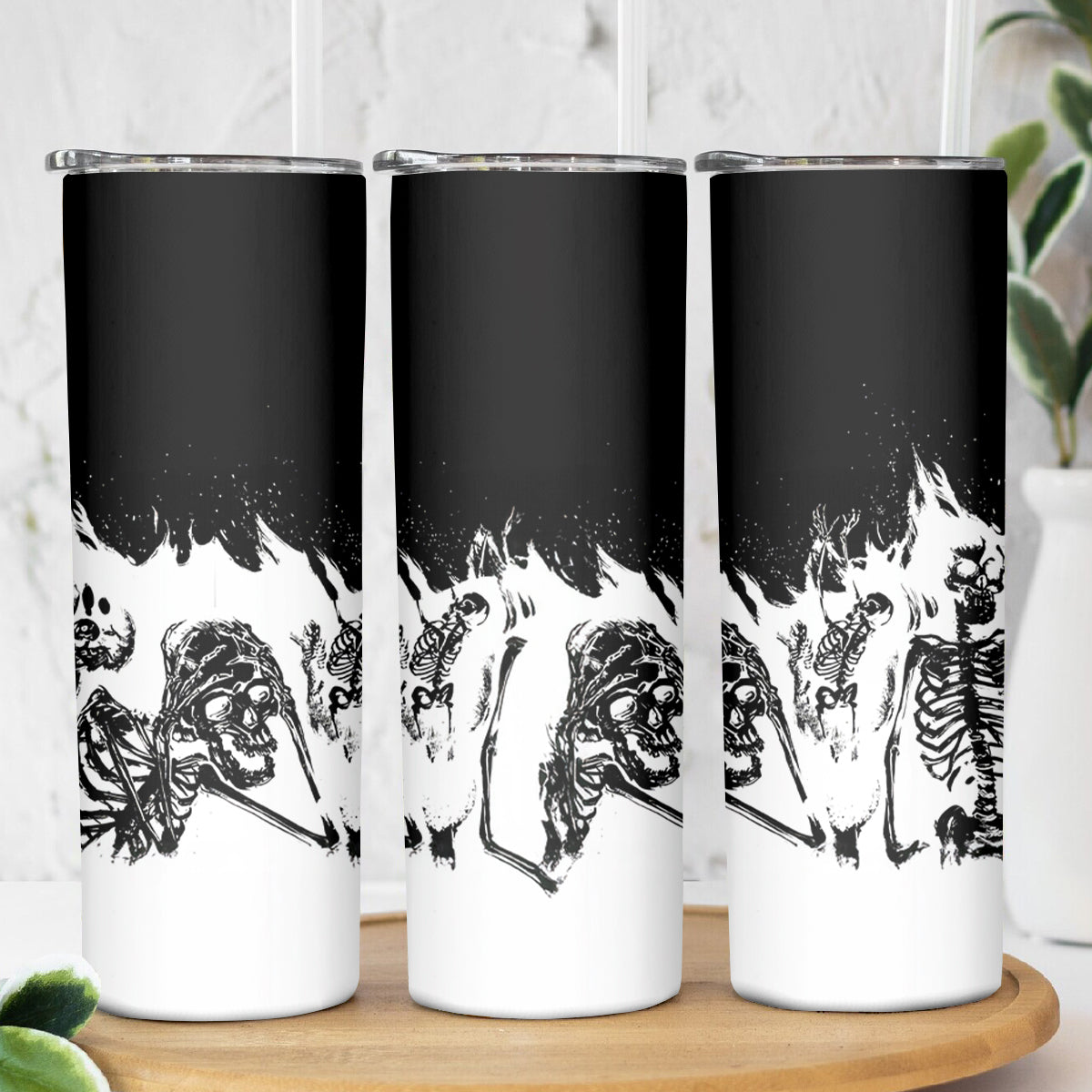 Fire Skull Skinny Tumbler Scream In Fire - Wonder Print Shop