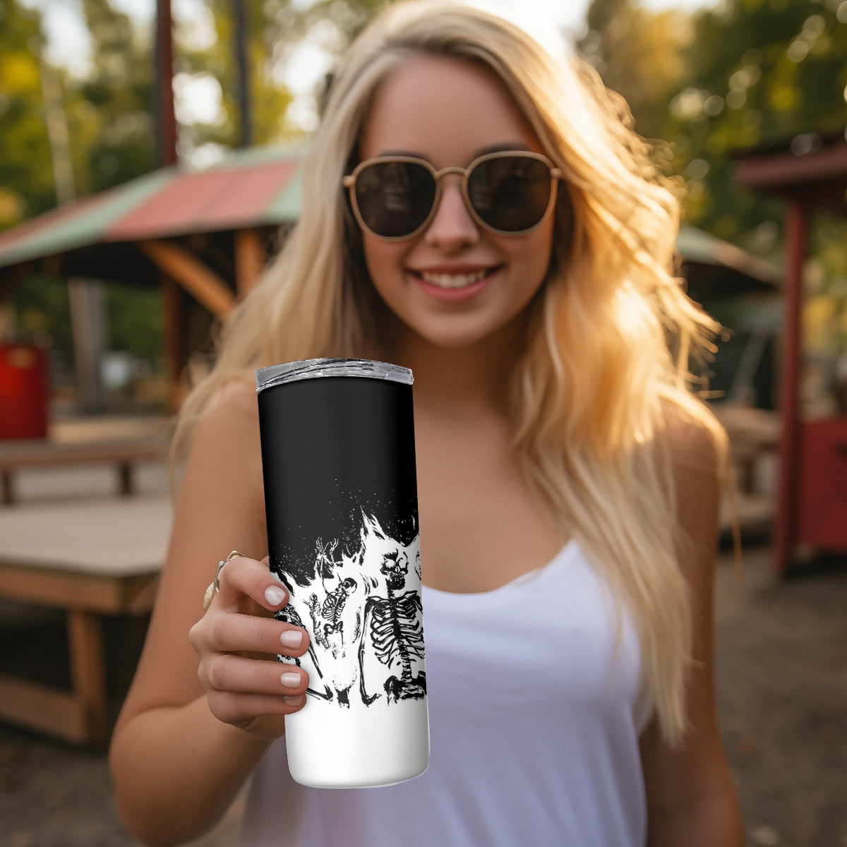 Fire Skull Skinny Tumbler Scream In Fire - Wonder Print Shop