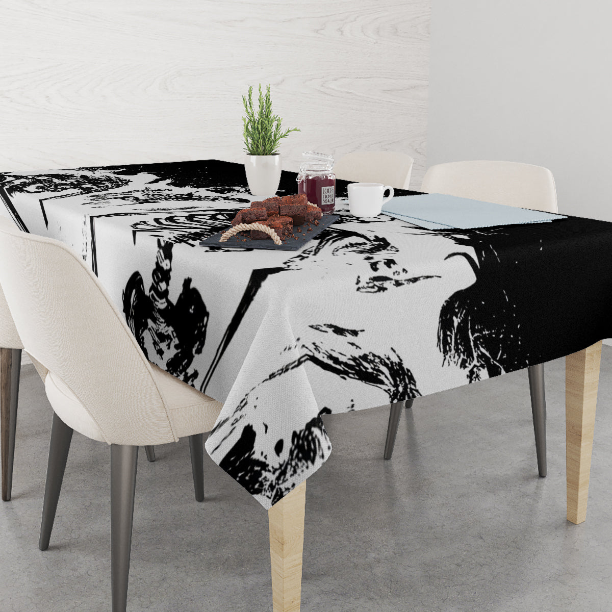 Fire Skull Tablecloth Scream In Fire - Wonder Print Shop