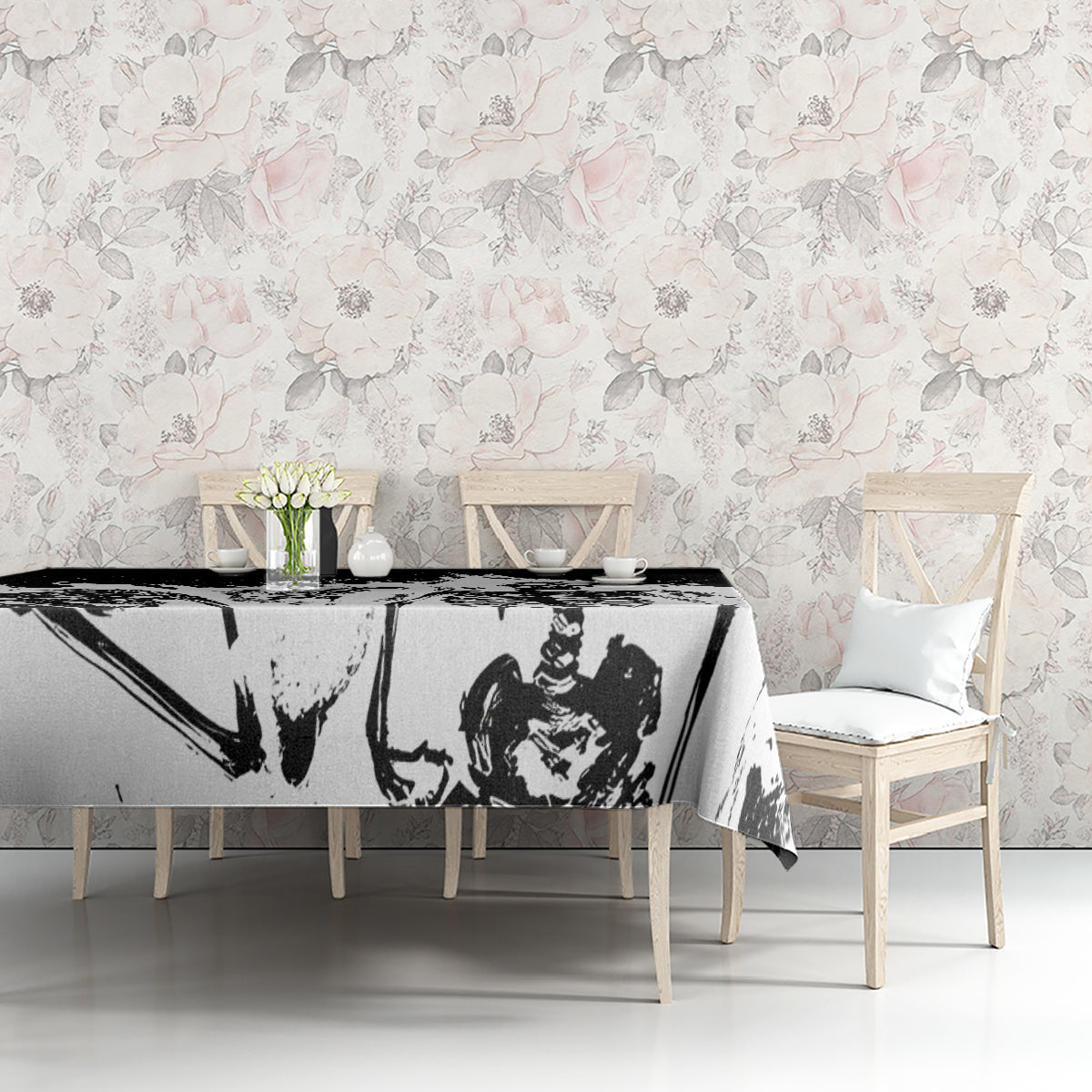 Fire Skull Tablecloth Scream In Fire - Wonder Print Shop