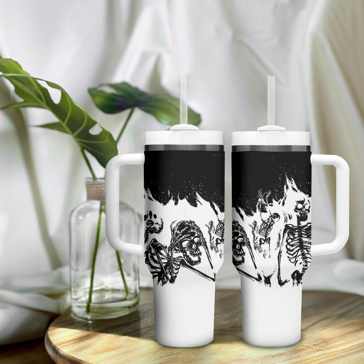 Fire Skull Tumbler With Handle Scream In Fire - Wonder Print Shop